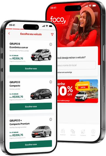 Smartphones Smartphones mostrando o aplicativo da Foco Reservas